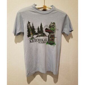 Wright's Mens Blue Crew neck Short Sleeve Ketchikan Alaska Graphic T-Shirt Small